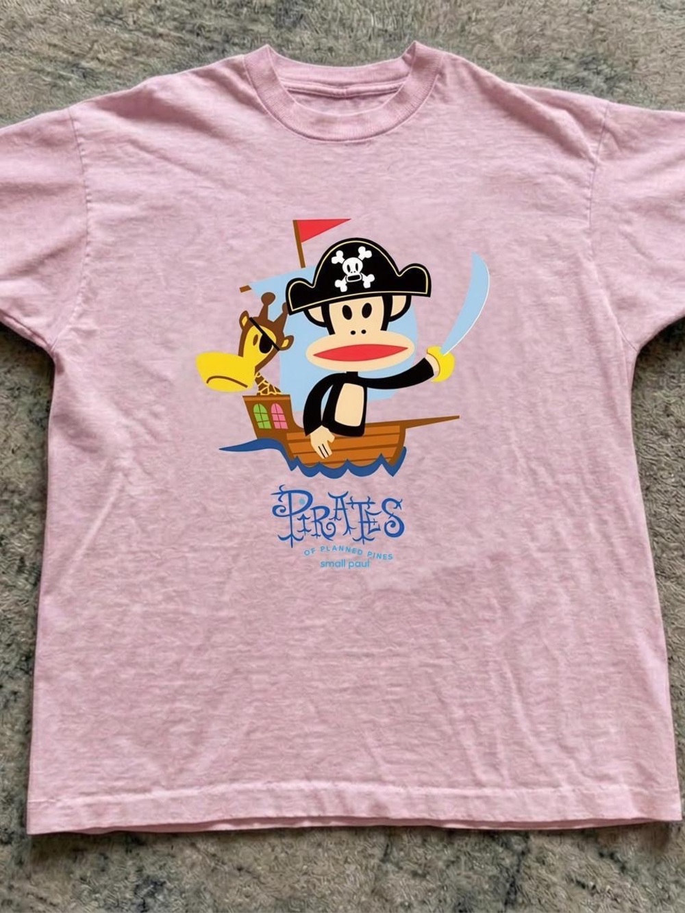 Gildan Pink Graphic Pirate Monkey Short Sleeve Tee